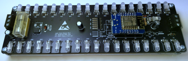 A PCB assembly with 36 LEDs and their controller