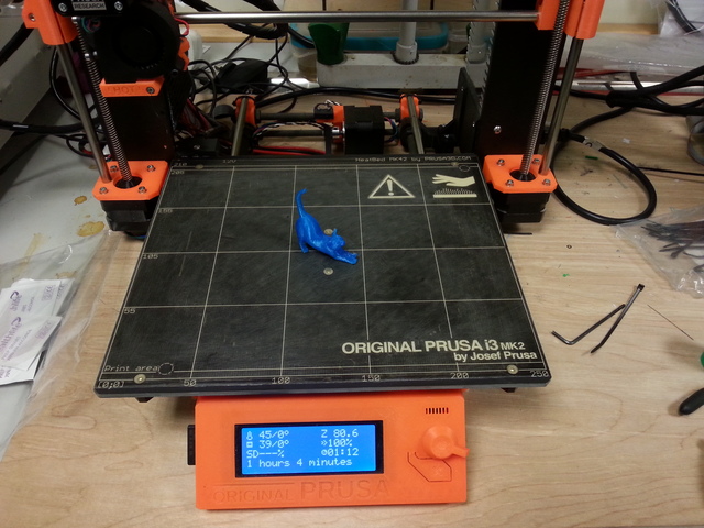 Cat Download Complete. Stretching cat print on a Prusa 3D printer.